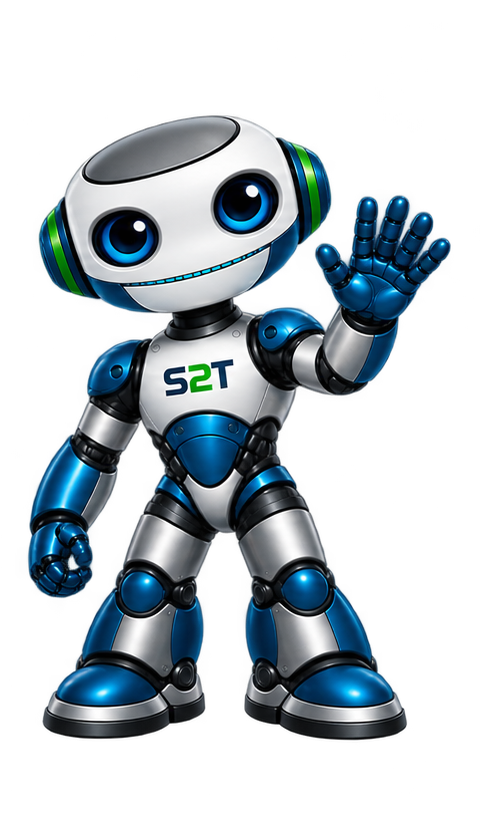 Store2Test Roboter-Maskottchen winkend